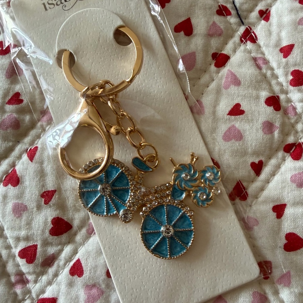 Gold and Blue BIKE Keychain .